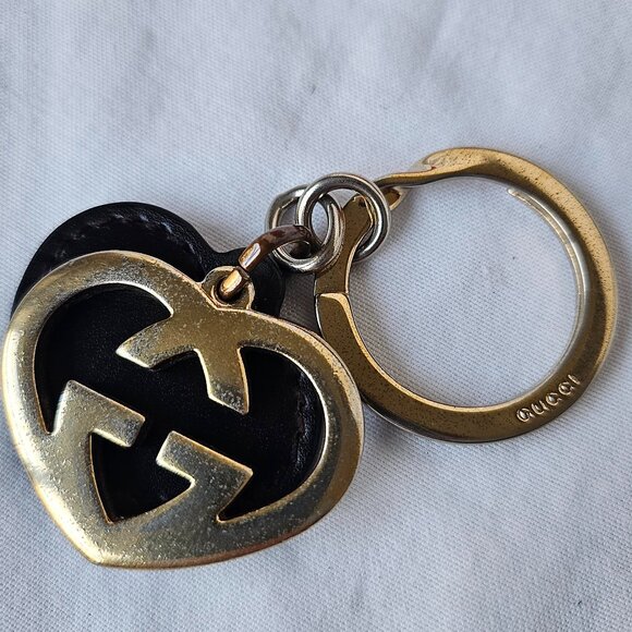 GUC Gucci Key Ring / Bag Charm black & gold - Picture 3 of 5